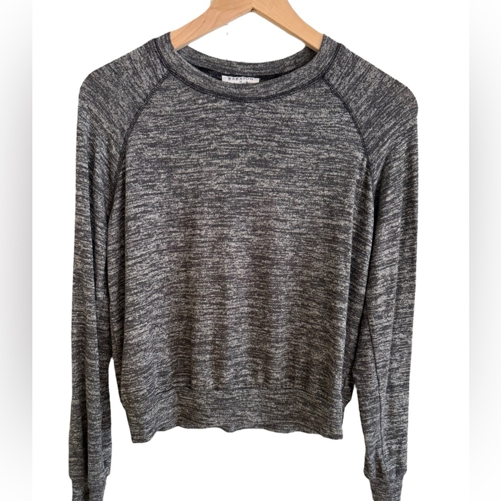 Babaton Heathered Gray Raglan Crewneck‎ Knit Soft Sweater Top- Xs